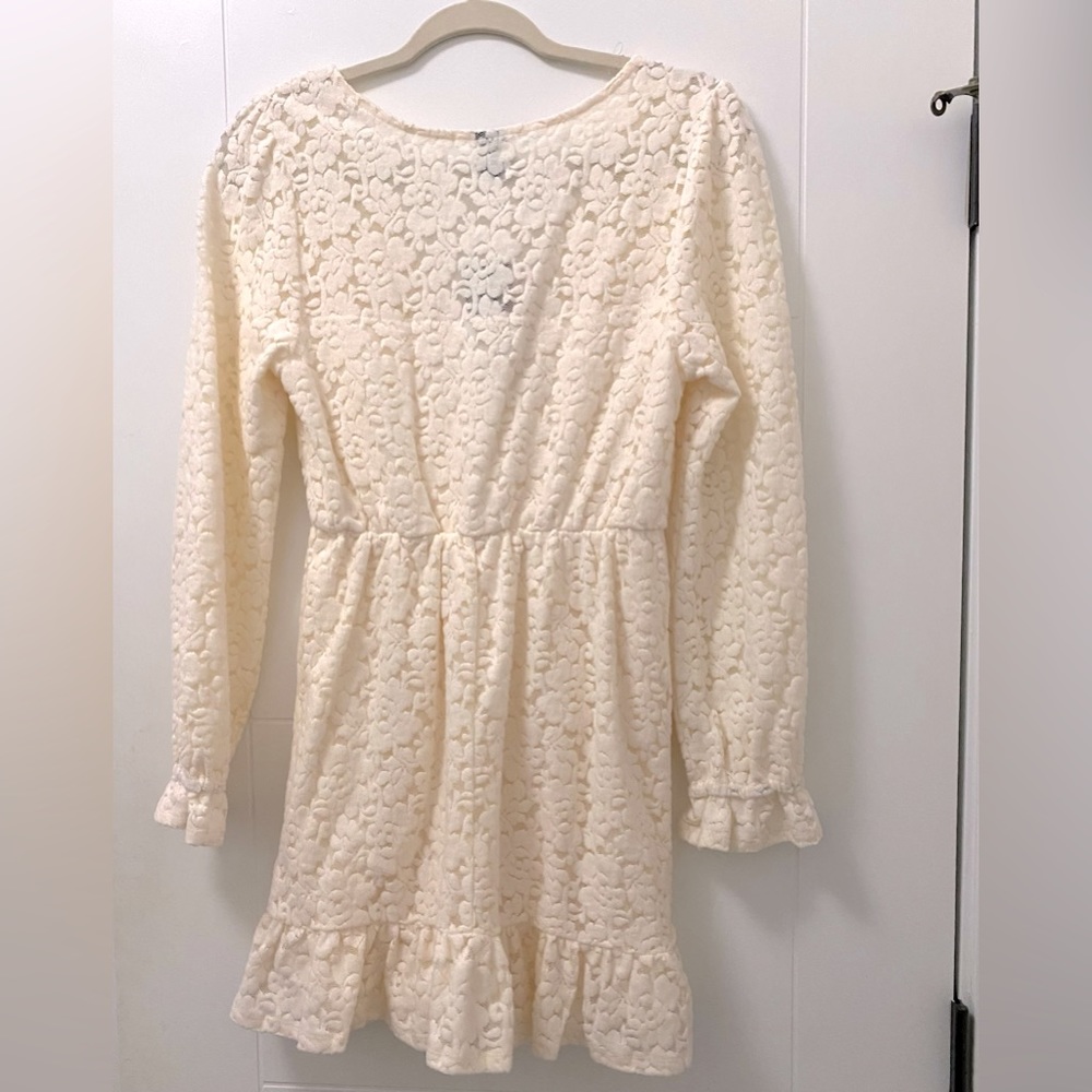 Winter white, long sleeve dress